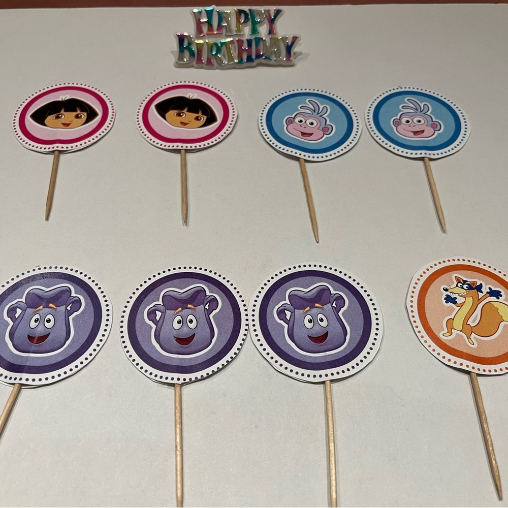 Birthday Cupcake Toppers - Dora The Explorer